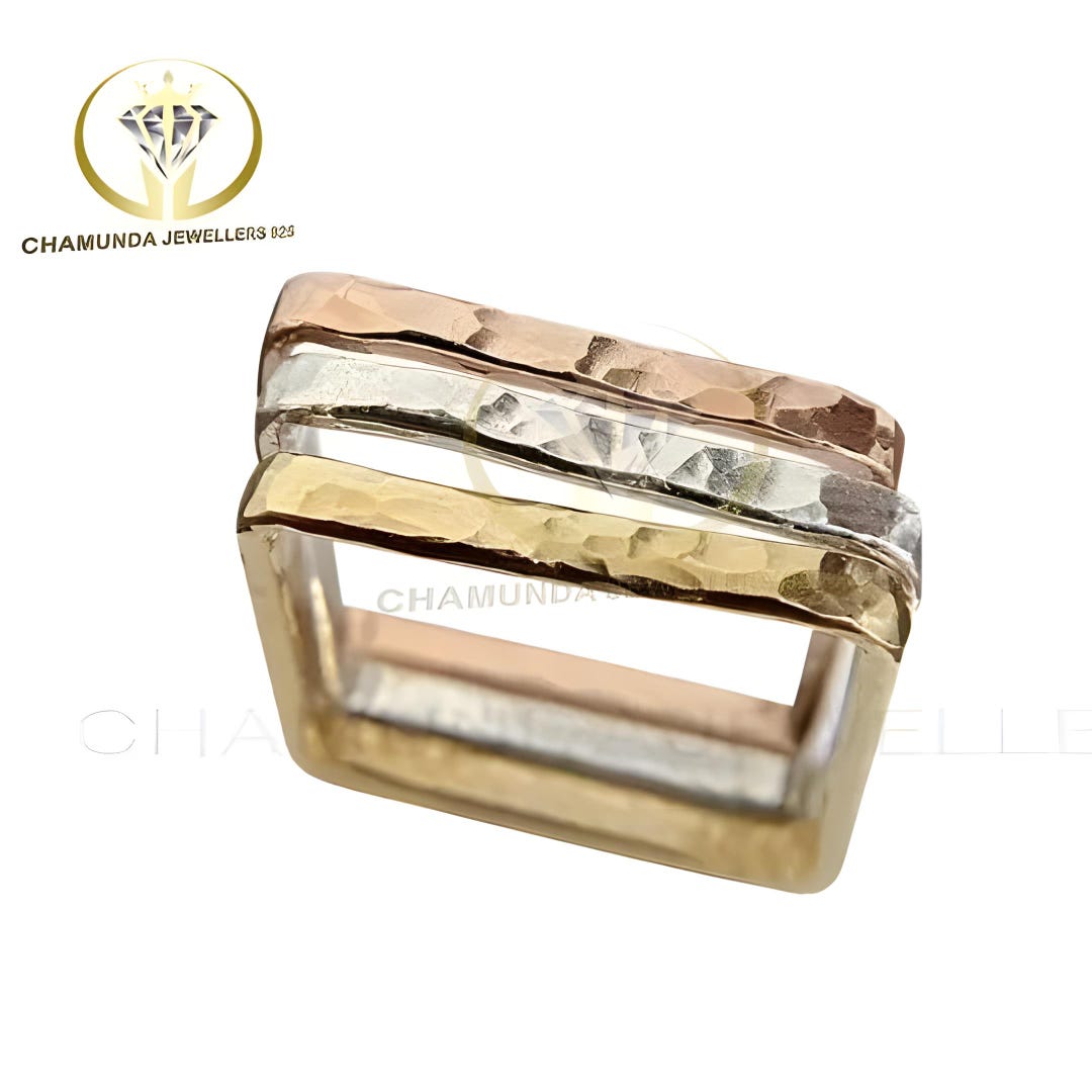 Square Ring Bottom Square Ring, Square Band Ring, Square Silver Ring, Set of 3 Ring ...