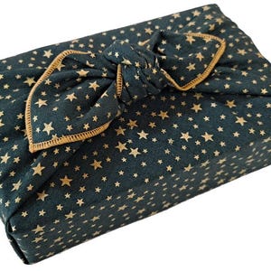 Furoshiki -  Christmas Stars, reusable, Japanese inspired  fabric gift wrap, zero waste wrapping paper alternative
