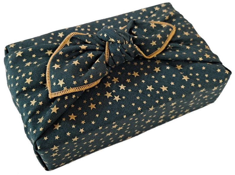 Furoshiki -  Christmas Stars, reusable, Japanese inspired  fabric gift wrap, zero waste wrapping paper alternative