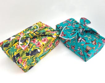 Furoshiki, papel de embrulho reutilizável com estampa animal, tecido japonês, papel de embrulho sem desperdício para aniversário, aniversário, dia dos namorados, dia das mães