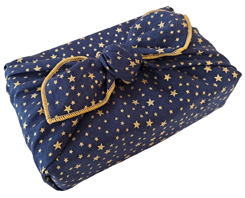 Furoshiki -  Christmas Stars, reusable, Japanese inspired  fabric gift wrap, zero waste wrapping paper alternative