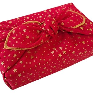 Furoshiki -  Christmas Stars, reusable, Japanese inspired  fabric gift wrap, zero waste wrapping paper alternative