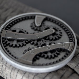 Steampunk gears challenge coin
