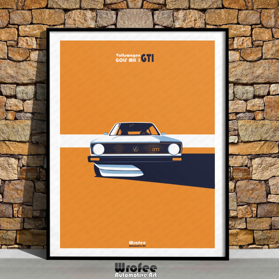 Golf MK1 GTI Poster, Car Wall Art, Car Wall Decor, Sports Car, Vintage