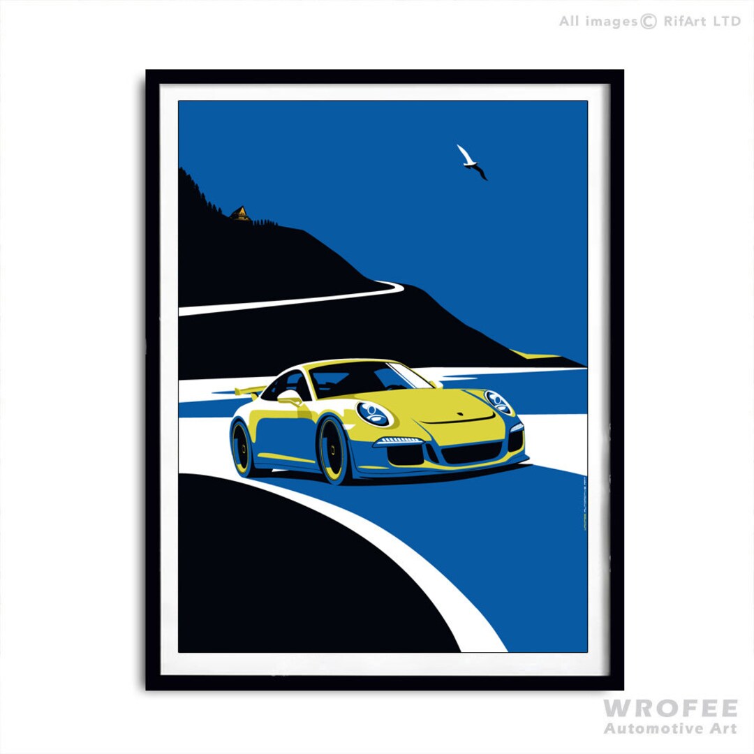 Tableau Toile Porsche GT3 RS Ancienne Noir Et Blanc - Art Mural Encadré Prêt à Accrocher