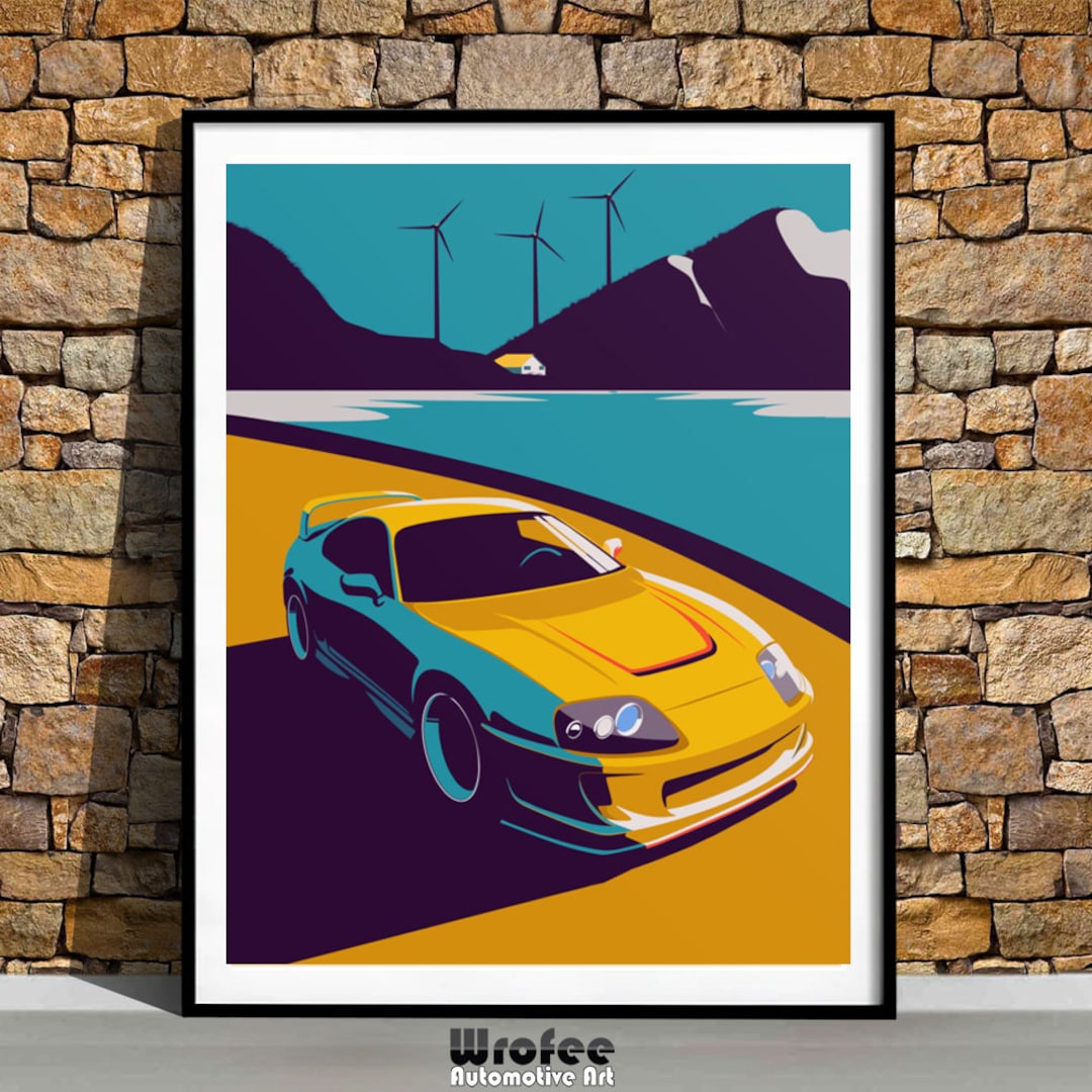 Toyota Supra MK4 Vintage Car Poster JDM Retro Car Print Wall Etsy