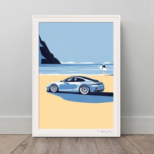 Porsche 911 GT3 Inspired Art Print, Car Wall Art Decor, Handcrafted by Wrofee