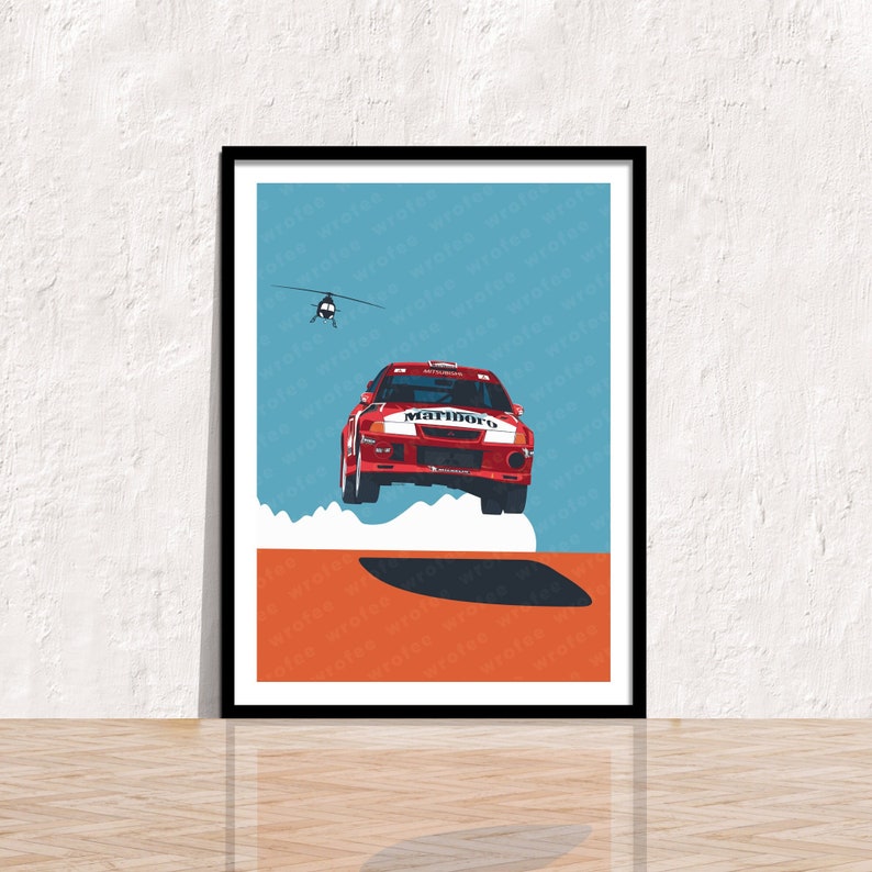 Lancer Rally Poster Lancer Evo 6 Vintage Rally Car Poster, Tommi Mäkinen's Car Wall Art ...