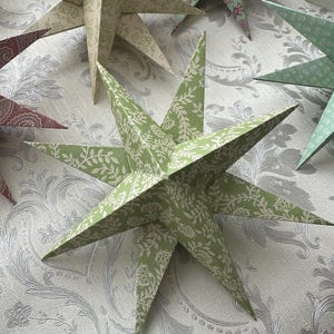 5 Paper Stars Hanging Christmas Decoration, Festive Paper Decorations, Paper Stars, Garland Paper Stars, 3D Paper Stars