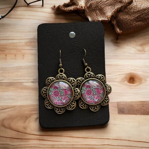 Vintage Earrings for Woman, Flower Vintage Earrings, Dangl Floral earring, Handmade Earrings, Vintage Jewelry, Circle Earrings, 1920