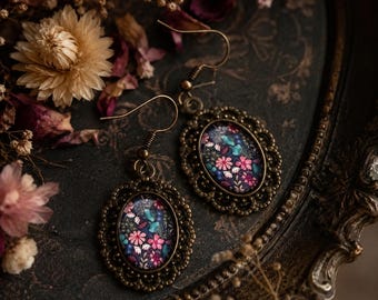 Vintage Bronze Floral Earrings: Antique Style Dangle Jewelry