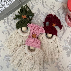 Macrame Gnome Christmas Ornament Set: Handmade Boho Decor