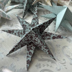 5 Paper Stars Hanging Christmas Decoration, Festive Paper Decorations, Paper Stars, Garland Paper Stars, 3D Paper Stars