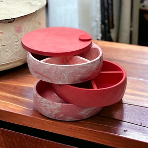 Minimaliste | Boîte à bijoux côtelée | Boîte à bijoux | Béton |Bocal en jesmonite | Rangement bijoux | Boîte à bijoux minimaliste |