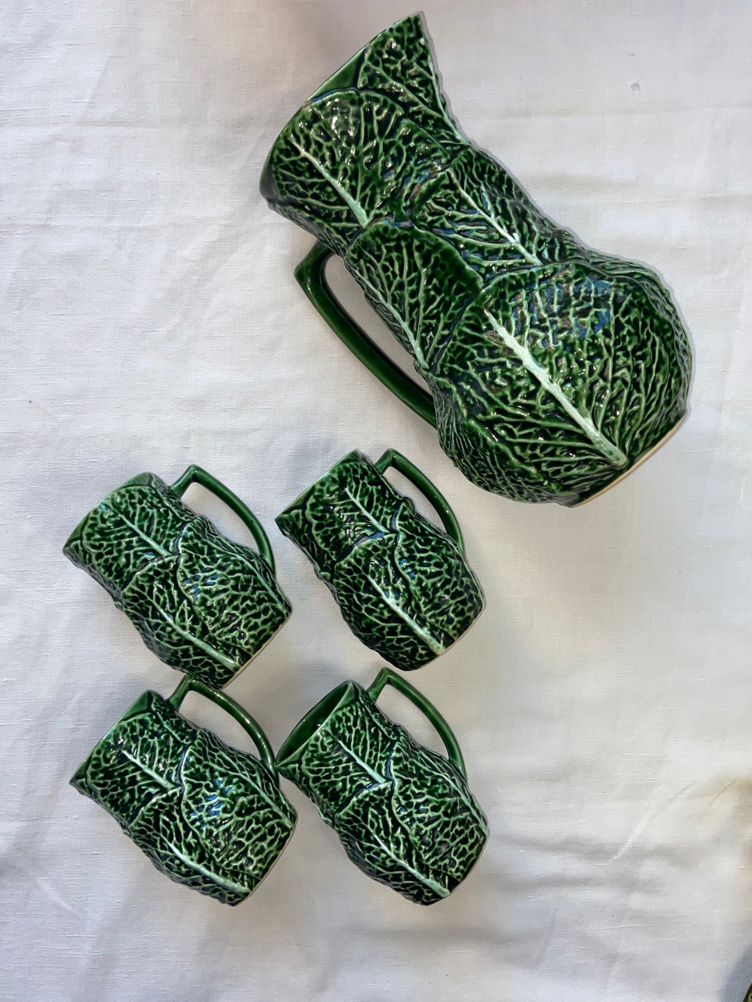 Green Cabbage Slip Pitchers in Ceramic Kitchen Etsy