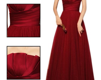 Wine Red Tube Prom Dress,Off Shoulder Fairy Dress,Evening Prom Dress,Ball Gown Dress,Bridal Dress,Wedding Dress,Princess Dress,Party Dress