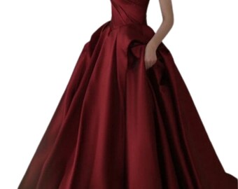 Wine Red Sleeveless Prom Dress,French WeddingDress,Princess Dress,Evening Prom Dress,Party Dress,Women Dress,Ball Gown Dress,Fairy Dress