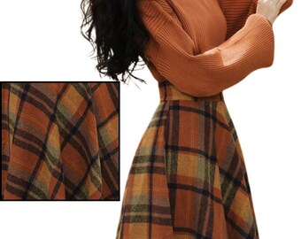 2pcs/set Vintage Plaid Sweater Dress Set,Academia Sweater Dress Set,Cottagecore Dress,Fall Winter Dress,Women Dress,Wedding Guest Dress,Gift