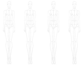 Fashion Figures For Fashion Illustration, Front Standing Straight, FASHION DESIGN CROQUIS Template Female