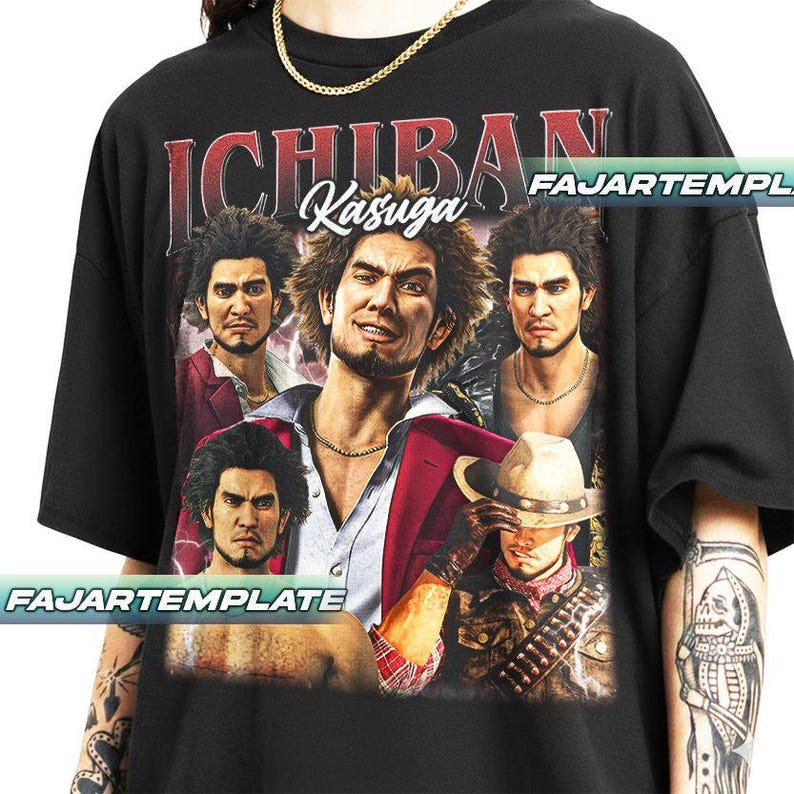 Ichiban Kasuga Yakuza Vintage T-Shirt, Gift For Woman and Man Unisex T-Shirt FD Black