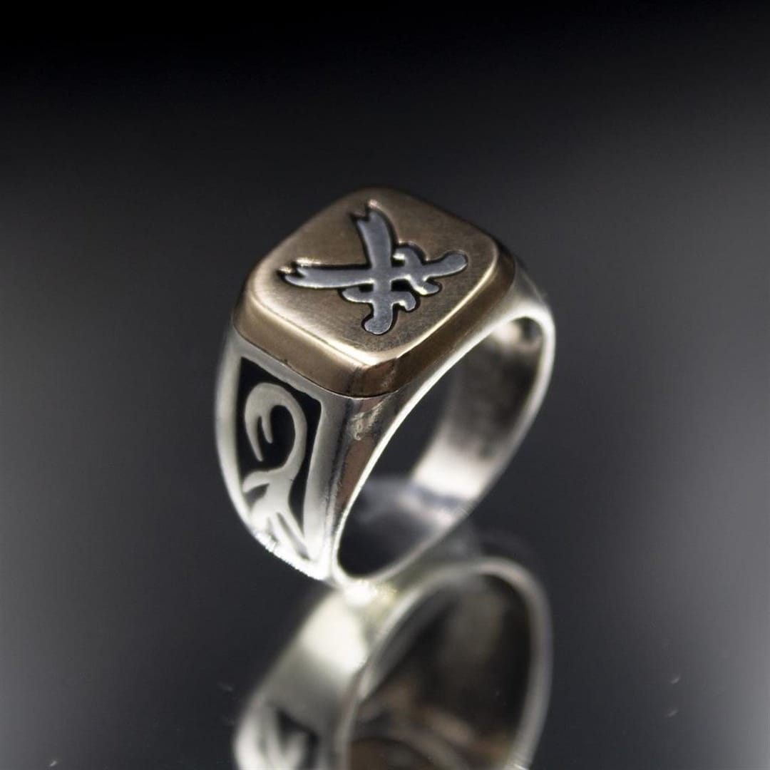 Men's Zulfiqar Sword Ring - Solid 925 Sterling Silver With Green Agate Stone, Handmade In Turkey - View #8