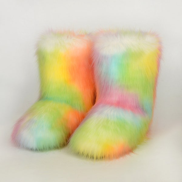 Y2k Fur Boots - Etsy