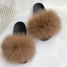 Mink Fur Slippers Women's Wedge Heel Shoes Women HANDCRAFTED MINK WEDGE  SANDALS Outdoor All-match Shoes Slippers Furry Slides - AliExpress