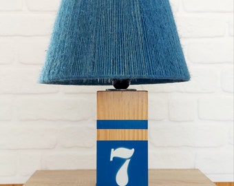 RETRO NOW Dock Blue, Table Lamp, Wood Table Lamp, Bedside Lamp, Wooden Bedside Lamp, Decorative Lamp, Retro lamp, Vintage lamp, Country lamp