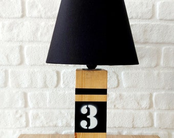 RETRO NOW Dock noir, lampe de table, lampe de table en bois, lampe de chevet, lampe de chevet en bois, lampe décorative, lampe rétro, lampe vintage, lampe de campagne
