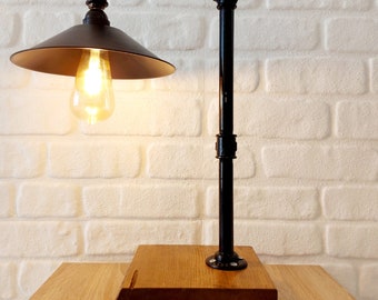 RETRO NOW, CHESTER, Metal Desk Lamp, Table Lamp, Industrial Desk Lamp, Rustic Desk Lamp, Cement Edison Table Lamp, Night Light