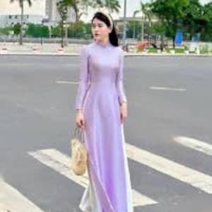 Pre-make Vietnamese Traditional Ao Dai, attach beads dress  with pant for Girls Women wedding party, áo dài lụa vân gỗ đính hạt nhiều màu.