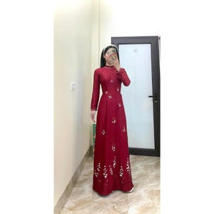 Mother&#39;s Ao Dai, dress, Pre-make Vietnamese Traditional Ao Dai, Suitable for Weddings with pant áo dài trung niên Mother Sui Ao Dai