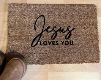 Christian doormat, doormat, Jesus loves you, Christian decoration