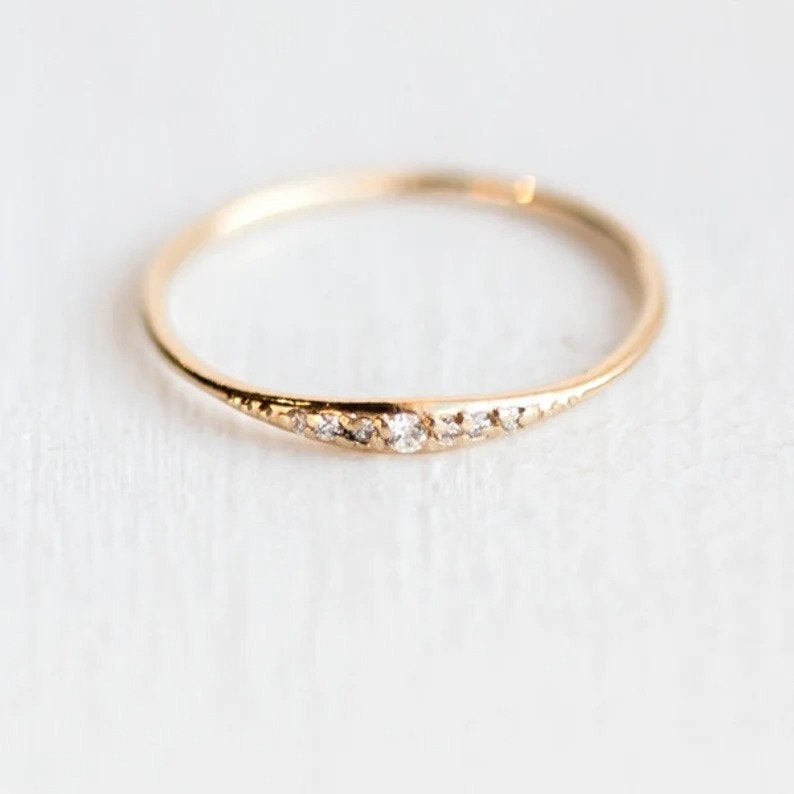 Dainty CZ Stacking Ring, Gold Minimalist Ring, CZ Ring, Simple Diamond Ring, Sterling Silver Ring, Thin Ring, Gift for Her, Delicate Ring image 6