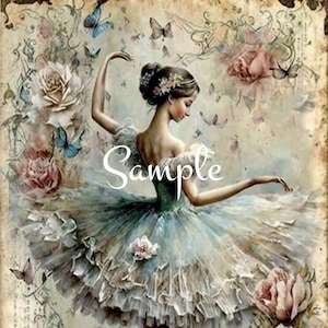 Fabric Quilt Block/Panel - Sweet Ballerina Collage -Cotton - #8010