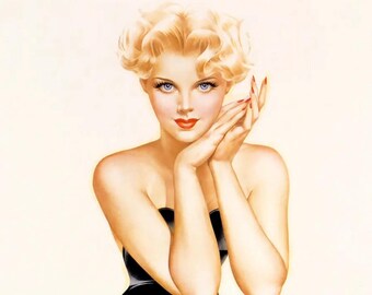 Retro Pin-Up Fabric Quilt Block: 100% Cotton Panel, 8x10