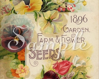 Vintage Seed Packet - Fabric Quilt Block - Flowers - Gardening - Ephemera - 100% Cotton - VSP8