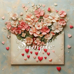 Fabric Art Quilt Block - Flower Love Letters - Romance - Roses - Hearts - 8&quot; X 8&quot;- 100% Cotton- A233