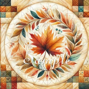 Maple Leaf Fabric - Quilt Blocks: Autumn Patchwork, 100% Cotton , 8x8 inch - MAP10