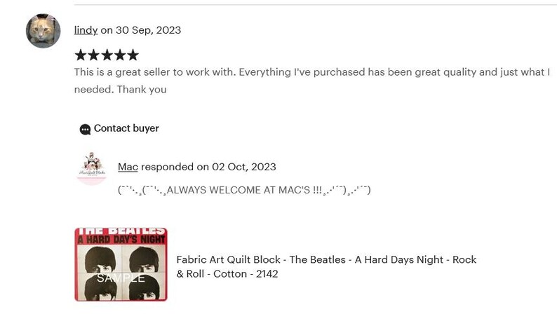 A Hard Days Night - The Beatles - Fabric Art Quilt Block/Panel - Rock & Roll - Cotton - 2142 image 4