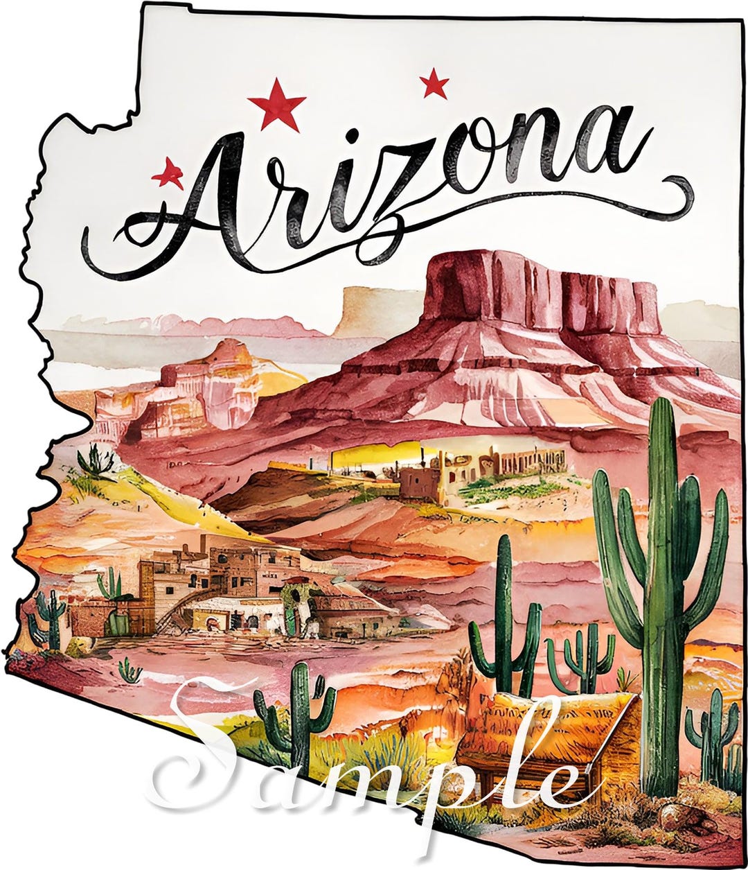 ARIZONA - State -fabric Art Quilt Block/panel - Retro Travel Adventures ...