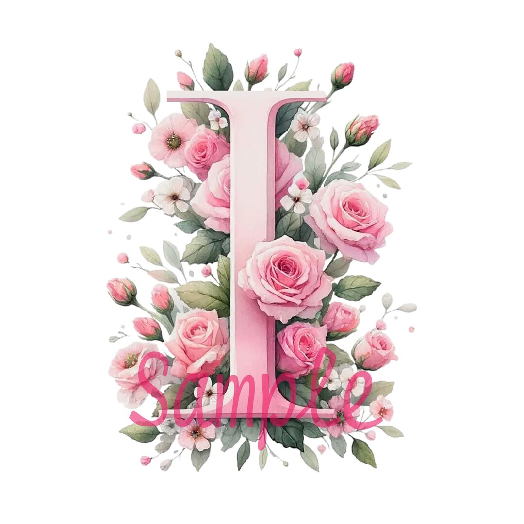 Pink Roses Fabric Quilt Block: Shabby Chic Letter I Initial -100% ...