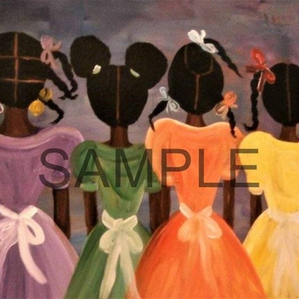 Cotton Fabric Quilt Block - African American Young Sisters/Friends - 1023