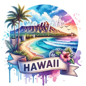 Fabric Art Quilt Block/Panel - HAWAII - State - Retro Travel Adventures - Illustration - 100% Cotton #STATE34