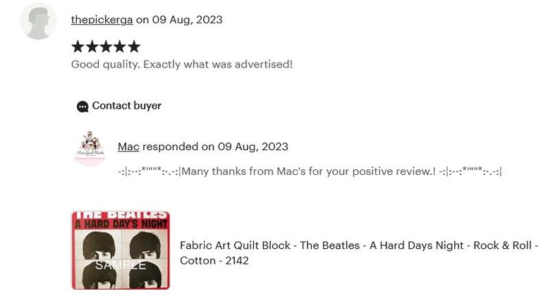A Hard Days Night - The Beatles - Fabric Art Quilt Block/Panel - Rock & Roll - Cotton - 2142 image 5
