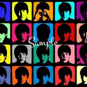 The Beatles Fabric Block – Pop Art Collage, 100% Cotton (8" x 10")