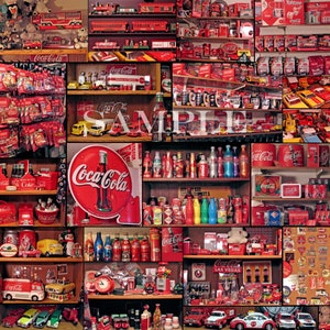 Fabric Art Quilt Block - Coca-Cola Collage - Coke  - 100% Cotton -