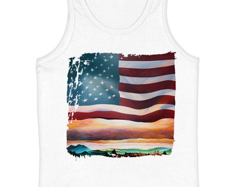 American Flag Design Kids' Jersey Tank - Printed Sleeveless T-Shirt - Beautiful Kids' Tank Top