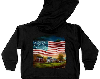 American Flag Print Toddler Hoodie - Art Toddler Hooded Sweatshirt - Graphic Kids' Hoodie