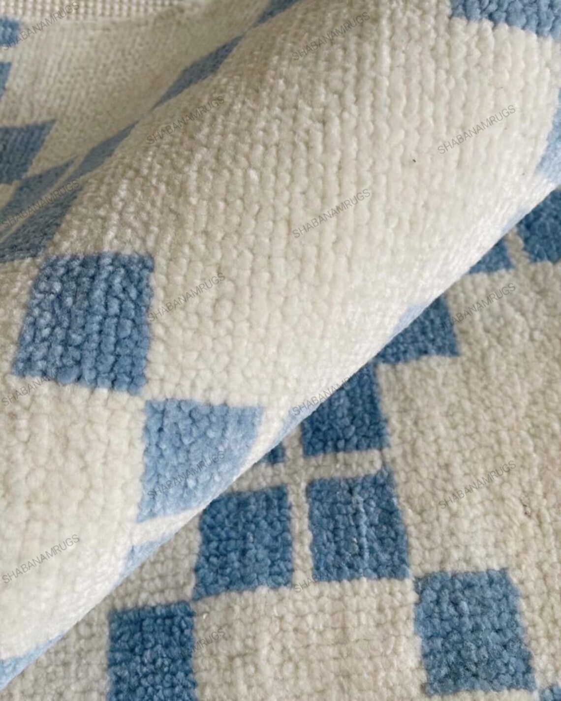 8x10 BLUE and White Oushak Rug, Modern Turkish Rug With Navy Accent